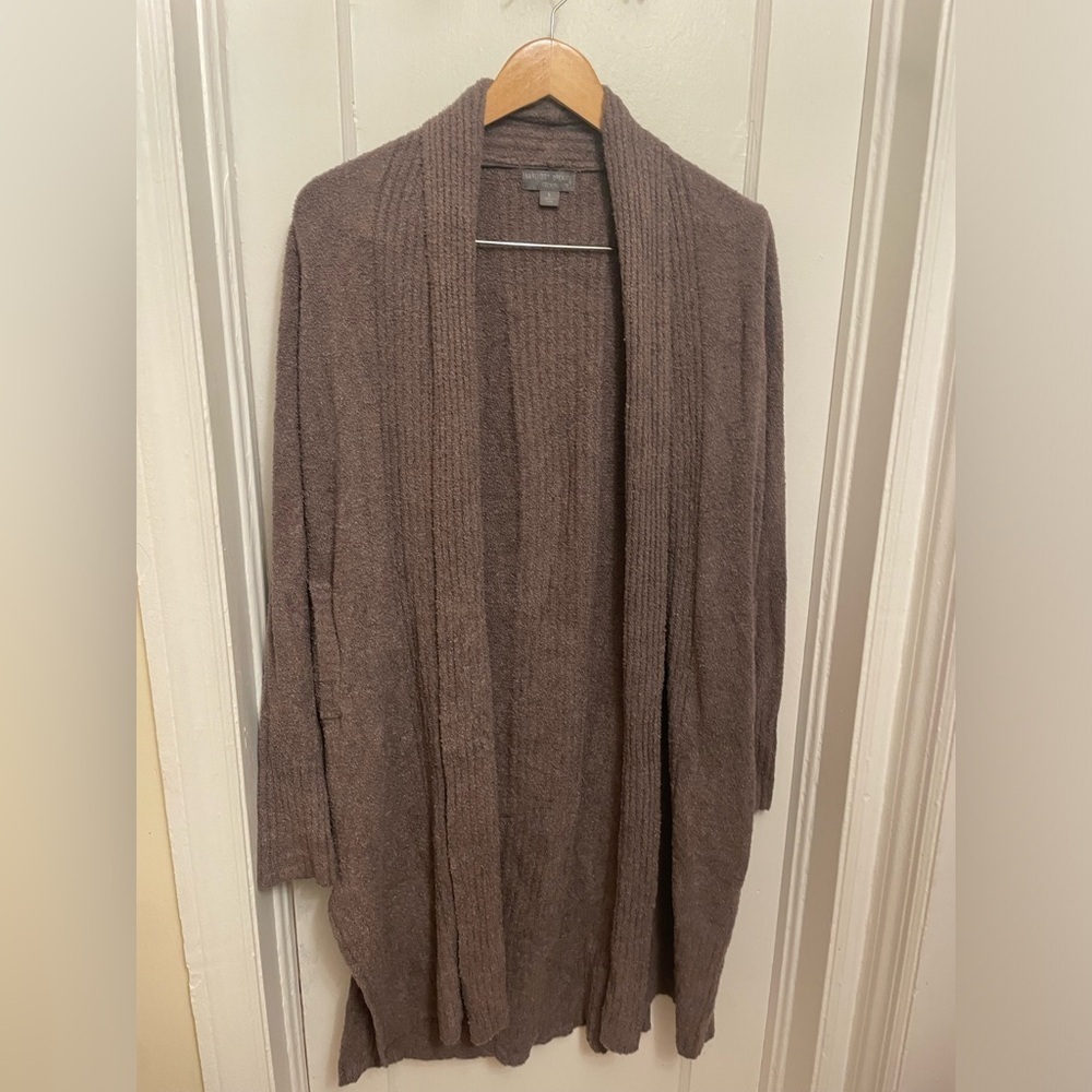 Barefoot Dreams CozyChic Lite Brown Montecito Long Knit Cardigan Sweater S - Picture 3 of 9